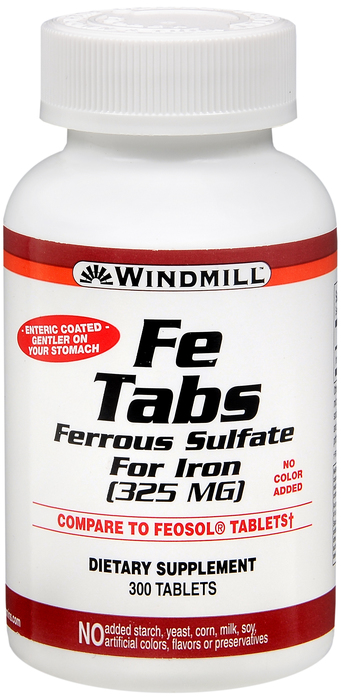 Ferrous Sulfate 325mg Tablet 300 Count Windmill By Windmill Health Products