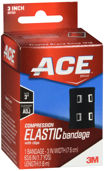 Ace 3 Inch Compression Bandage Black With Clips 1
