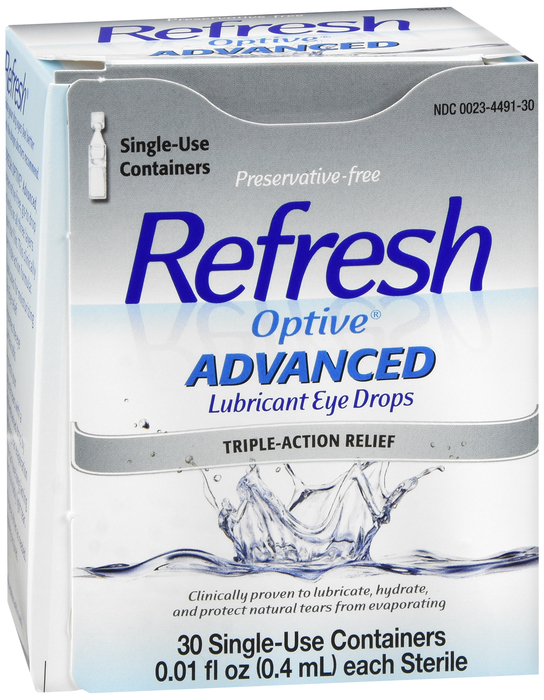 Case of 12-Refresh Optive Advanced Lubricant Single Use Eye Drops 