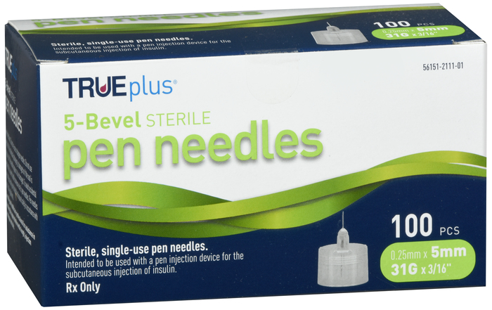 TruePlus 5 Bevel Needle 31G 5MM 100 Ct