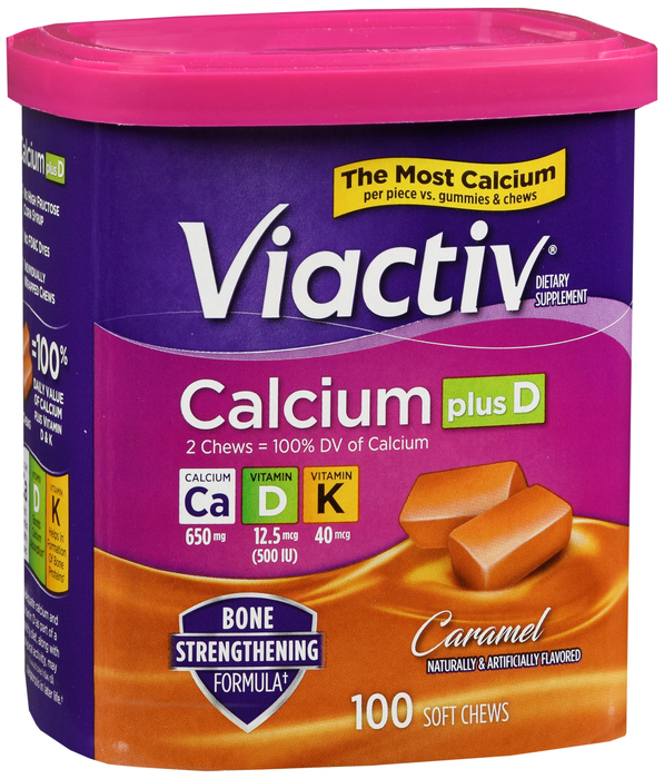 Case of 12-Viactiv Calcium+D Chew Caramel 100 Count By Emerson Hea