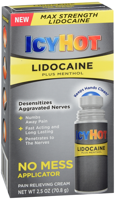 Case of 24-Icy Hot No Mess Lidocaine Roll-On Applicator 2.5 oz by Chattem