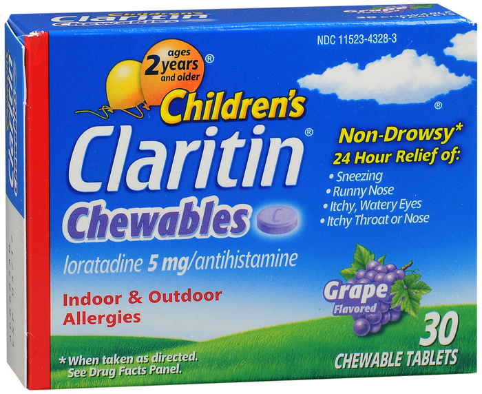 Claritin Children's 24 Hour 5MG Grape Chewable Tablets 30 Ct