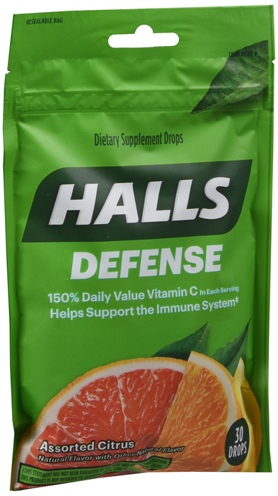 Halls Defense Bag Assorted Citrus 30 Ct