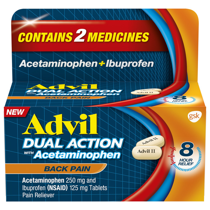 Advil Dual Action Back Pain Caplet 72 Ct