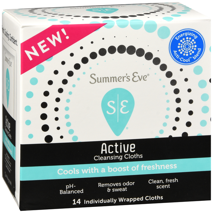 Summers Eve Active Cool Cloth Wipes 14 Ct