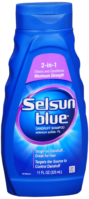Case of 24-Selsun Blue 2-In-1 Maximum Strength Dandruff Shampoo 11 oz Liquid 11 oz By Chattem Drug & Chem Co USA 