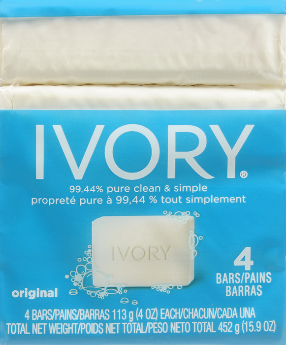 Case of 12-Ivory Bath Bar Simply Clean 4X4 oz 