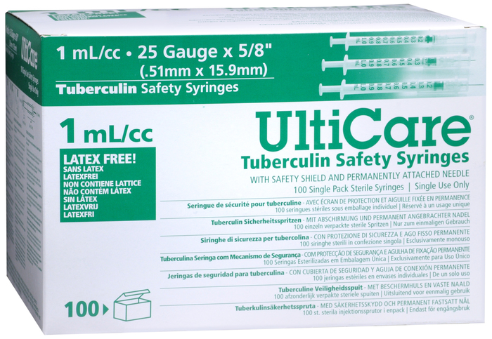 Ulticare TB/SAF Syg 5/8 Inch 25Gx1Ml 100 Ct