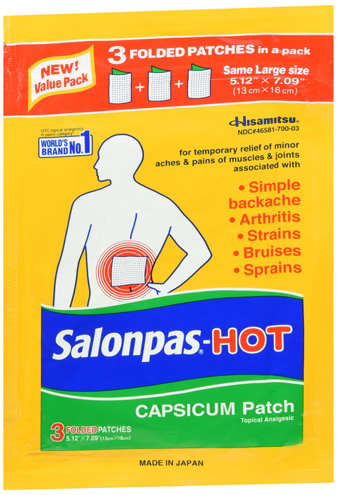 Salonpas 3Ct Hot Capsicum Patch 12 x 3
