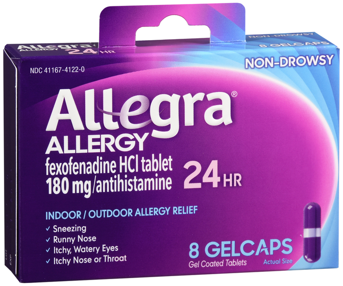Allegra Allergy OTC 24 Hour 180 MG Gelcap 8 Ct