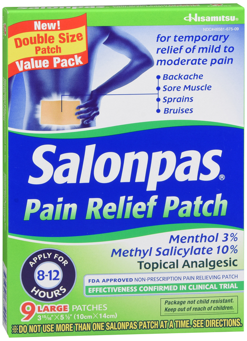 Salonpas Pain Relieving Patch Large 9 Ct